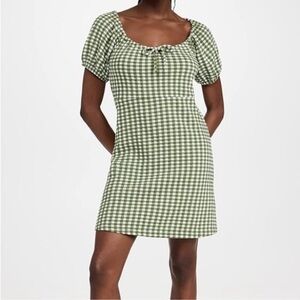 Madewell Olive Gingham Mini Dress